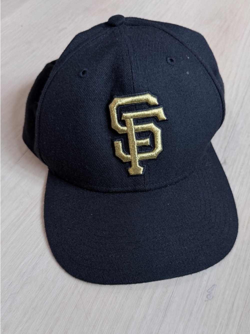 Black Baseball Cap with Gold SF Embroidered Logo